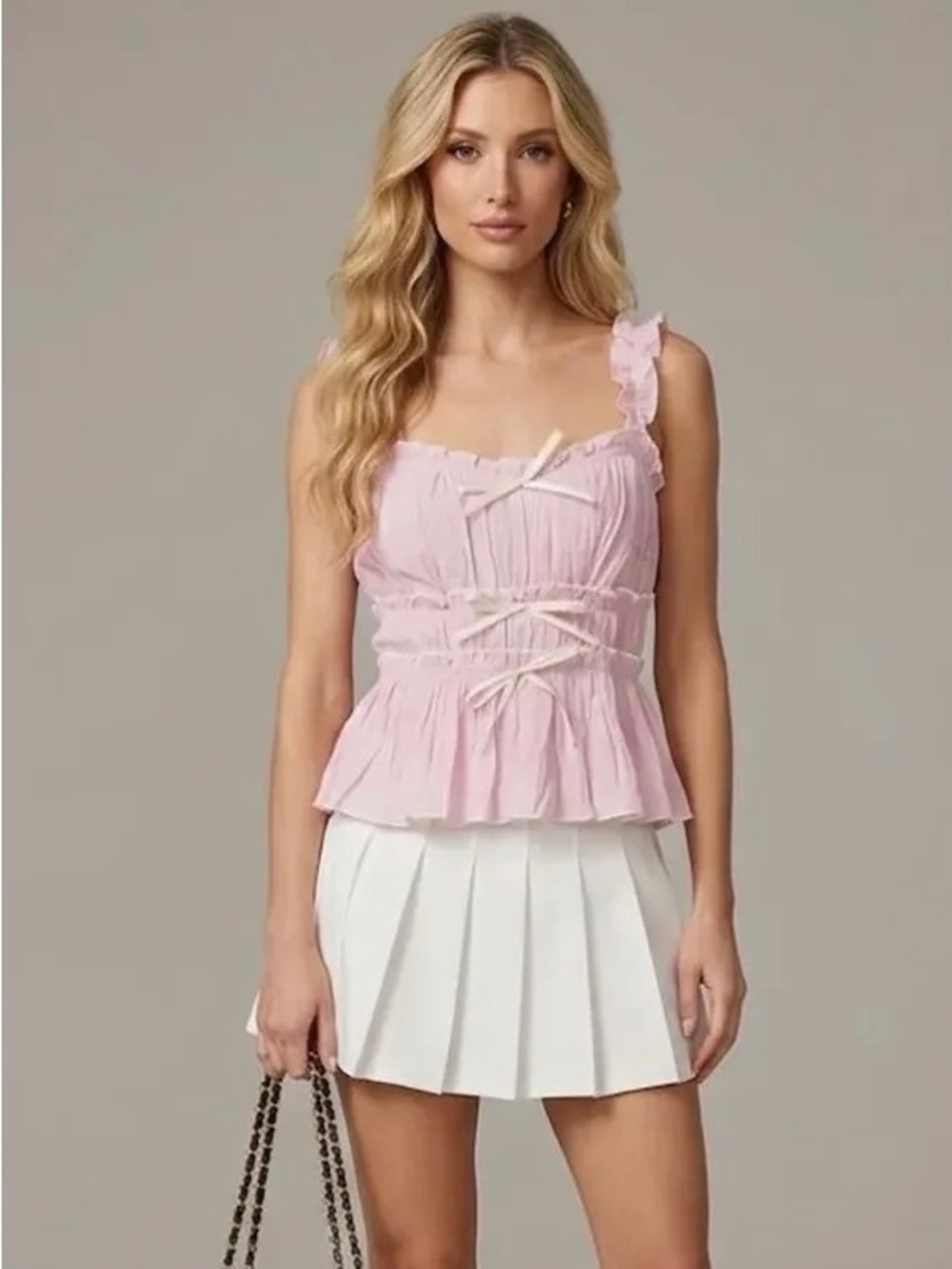 NWT Pink Baby Doll Tank Top Bows Fairy Mine Size Medium